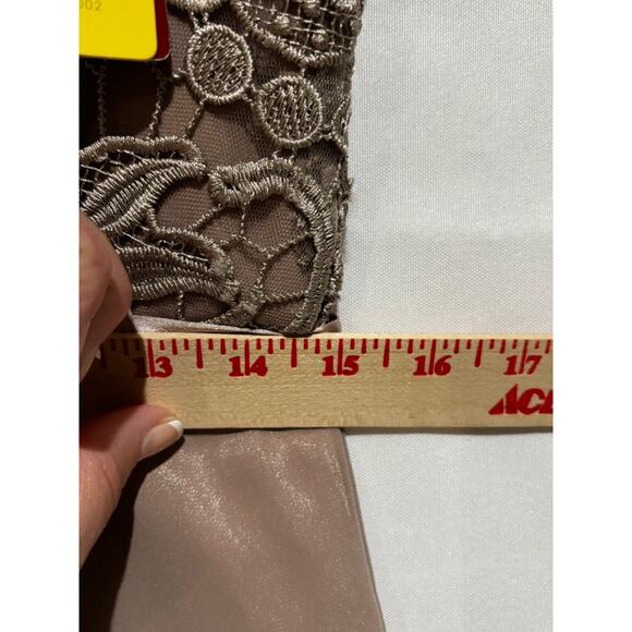 New Lace Chiffon satin A-Line Mocha Formal dress Mother of bride Prom Gala sz M - Picture 9 of 16
